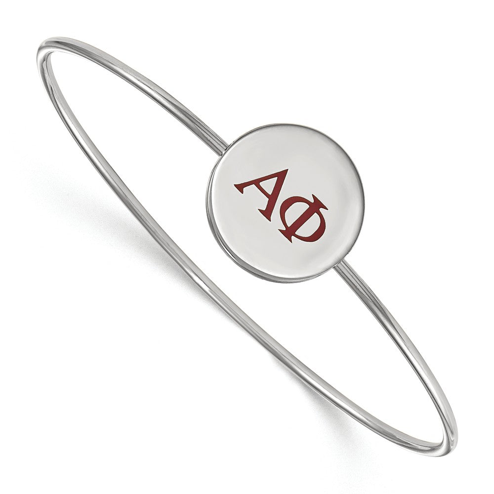 Sterling Silver Alpha Phi Enamel Greek Letters Bangle - 6 in., Item B14848 by The Black Bow Jewelry Co.