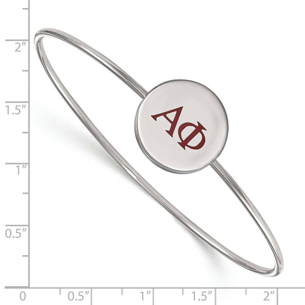 Alternate view of the Sterling Silver Alpha Phi Enamel Greek Letters Bangle - 6 in. by The Black Bow Jewelry Co.