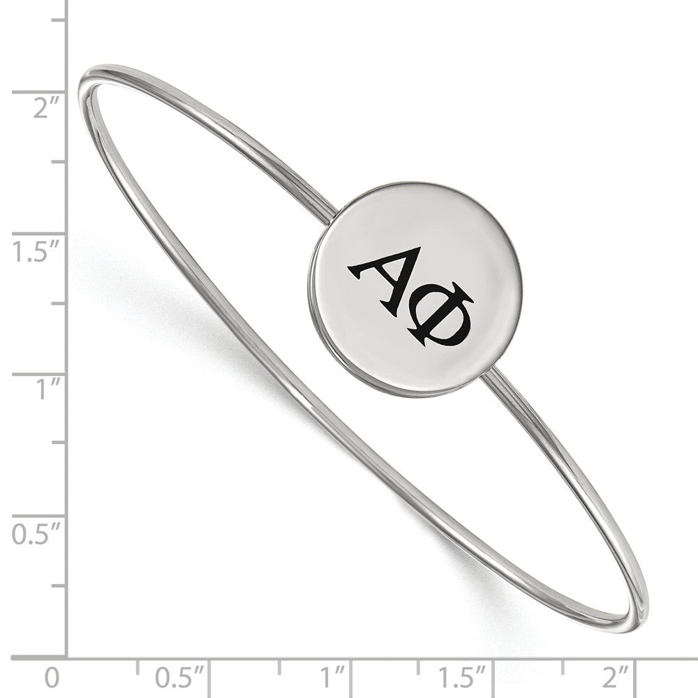 Alternate view of the Sterling Silver Alpha Phi Black Enamel Greek Bangle - 6 in. by The Black Bow Jewelry Co.