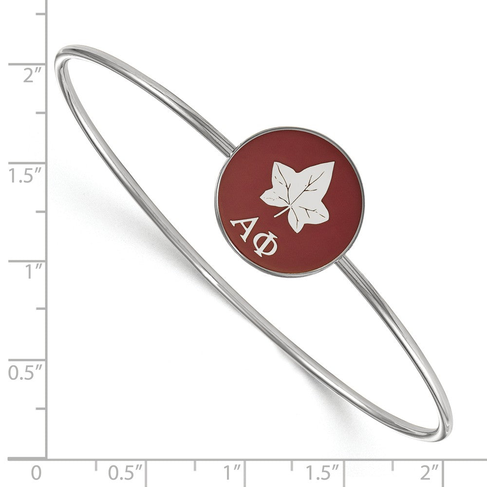 Alternate view of the Sterling Silver Alpha Phi Red Enamel Leaf Bangle - 6 in. by The Black Bow Jewelry Co.
