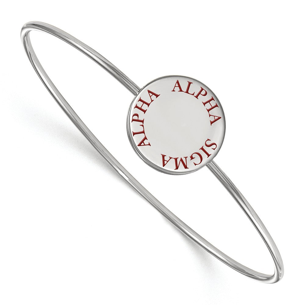 Sterling Silver Alpha Sigma Alpha Red Enamel Bangle - 6 in., Item B14858 by The Black Bow Jewelry Co.