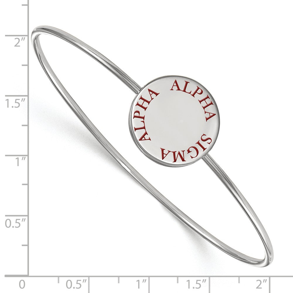 Alternate view of the Sterling Silver Alpha Sigma Alpha Red Enamel Bangle - 6 in. by The Black Bow Jewelry Co.
