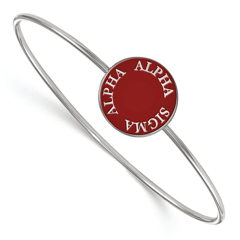 Sterling Silver Alpha Sigma Alpha Enamel Bangle - 6 in., Item B14860 by The Black Bow Jewelry Co.