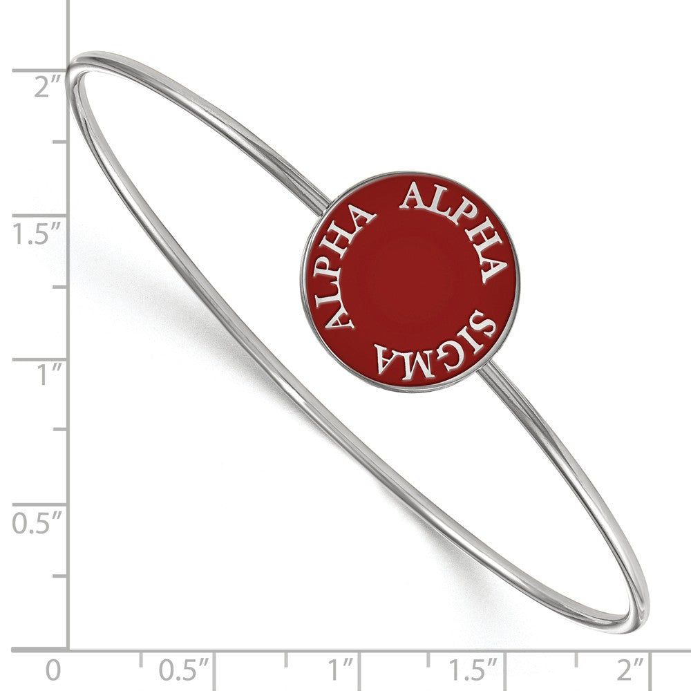 Alternate view of the Sterling Silver Alpha Sigma Alpha Enamel Bangle - 6 in. by The Black Bow Jewelry Co.