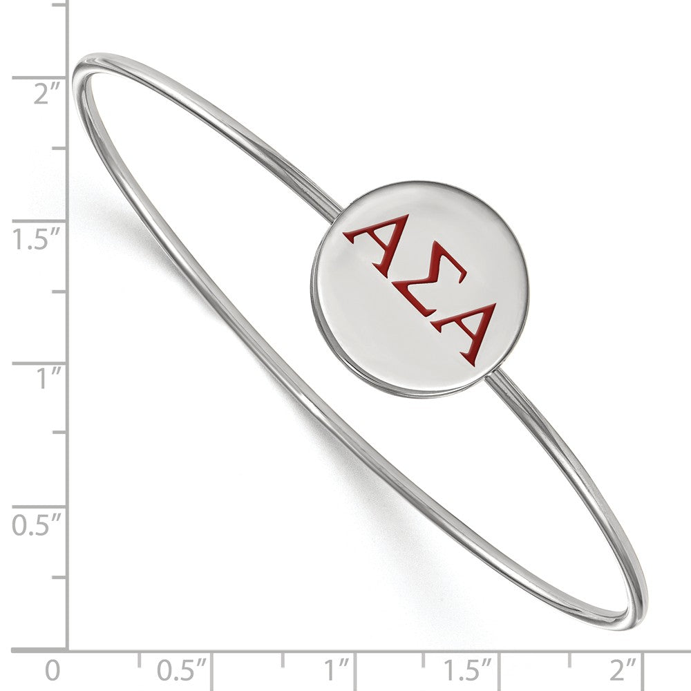 Alternate view of the Sterling Silver Alpha Sigma Alpha Enamel Greek Letters Bangle - 6 in. by The Black Bow Jewelry Co.