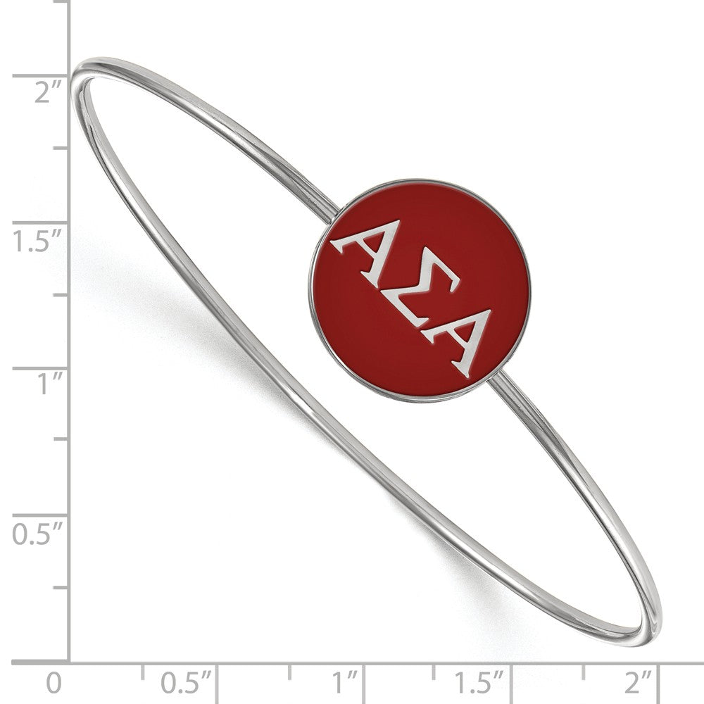 Alternate view of the Sterling Silver Alpha Sigma Alpha Red Enamel Greek Bangle - 6 in. by The Black Bow Jewelry Co.