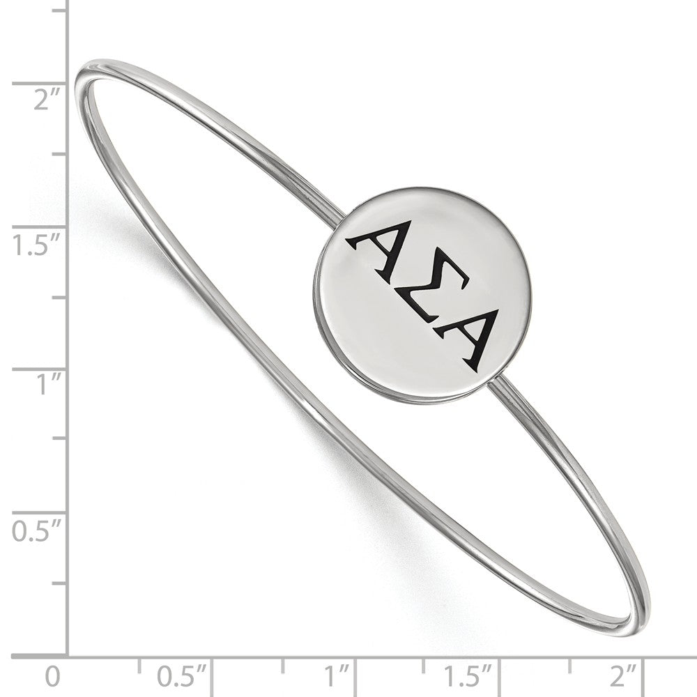 Alternate view of the Sterling Silver Alpha Sigma Alpha Blk Enamel Greek Bangle - 8 in. by The Black Bow Jewelry Co.