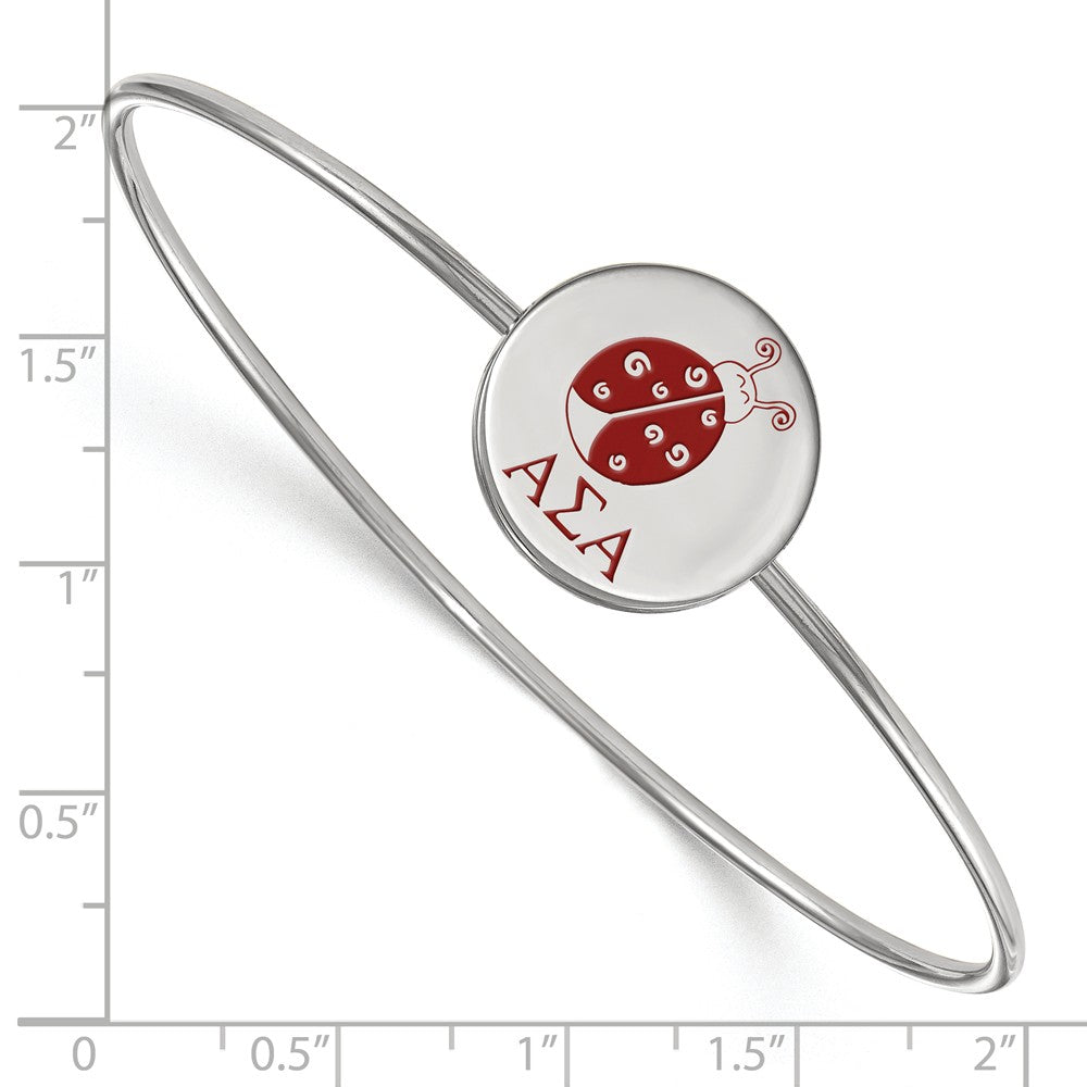 Alternate view of the Sterling Silver Alpha Sigma Alpha Enamel Ladybug Bangle - 6 in. by The Black Bow Jewelry Co.