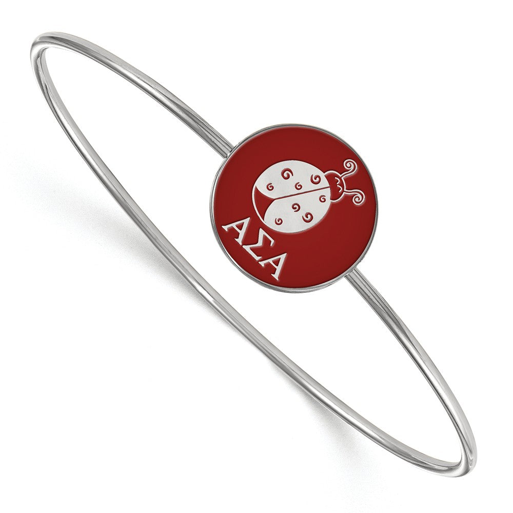 Sterling Silver Alpha Sigma Alpha Red Enamel Ladybug Bangle - 6 in., Item B14870 by The Black Bow Jewelry Co.