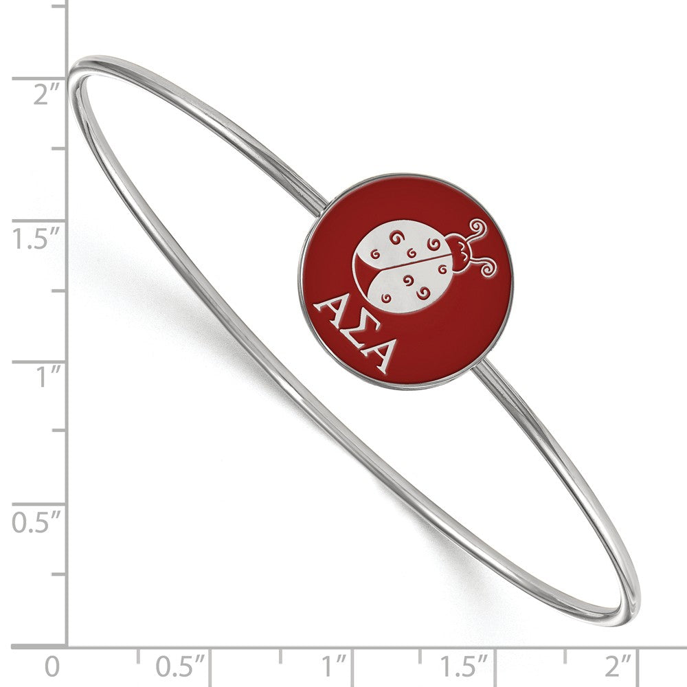 Alternate view of the Sterling Silver Alpha Sigma Alpha Red Enamel Ladybug Bangle - 6 in. by The Black Bow Jewelry Co.