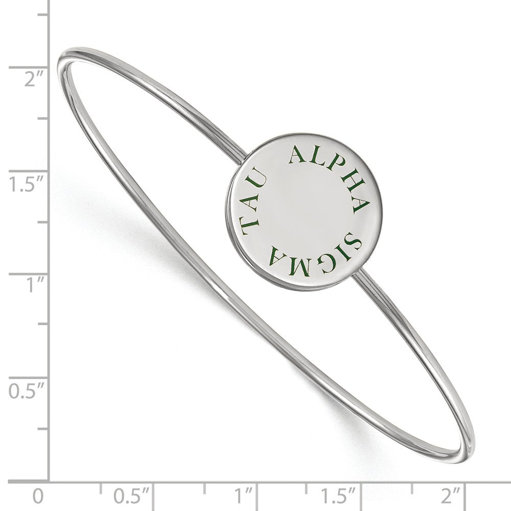 Alternate view of the Sterling Silver Alpha Sigma Tau Green Enamel Bangle - 6 in. by The Black Bow Jewelry Co.