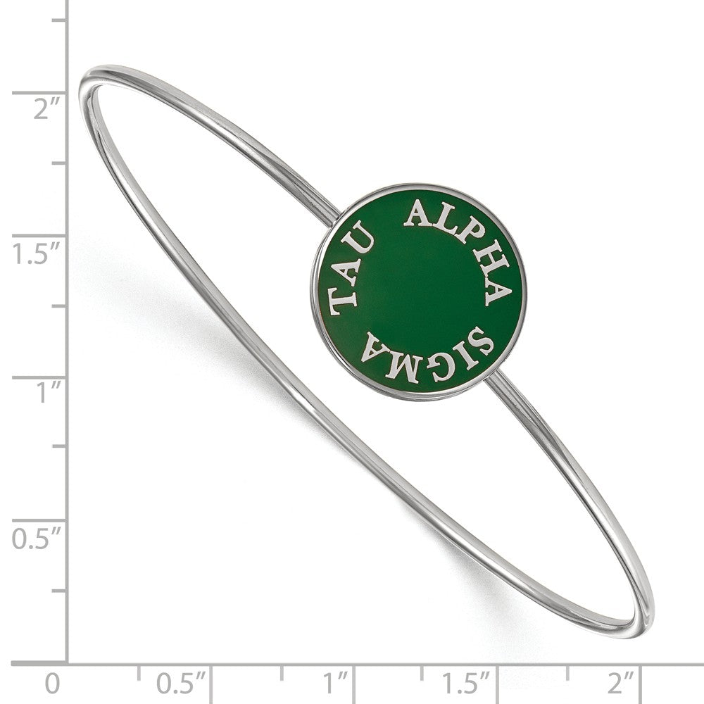 Alternate view of the Sterling Silver Alpha Sigma Tau Enamel Bangle - 6 in. by The Black Bow Jewelry Co.