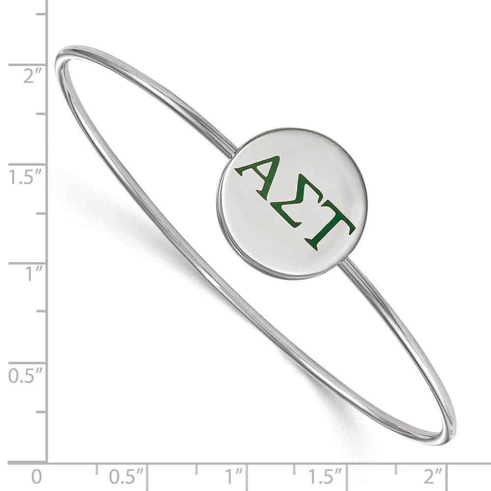 Alternate view of the Sterling Silver Alpha Sigma Tau Enamel Greek Letters Bangle - 6 in. by The Black Bow Jewelry Co.