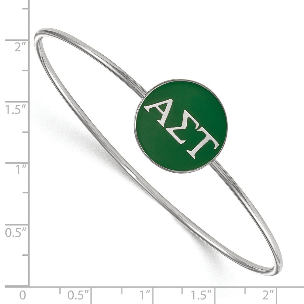 Alternate view of the Sterling Silver Alpha Sigma Tau Green Enamel Greek Bangle - 8 in. by The Black Bow Jewelry Co.