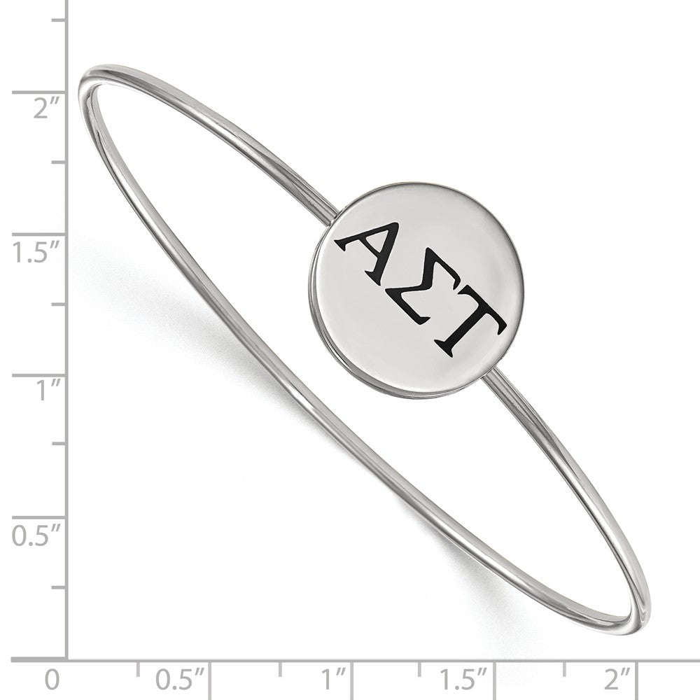 Alternate view of the Sterling Silver Alpha Sigma Tau Black Enamel Greek Bangle - 6 in. by The Black Bow Jewelry Co.