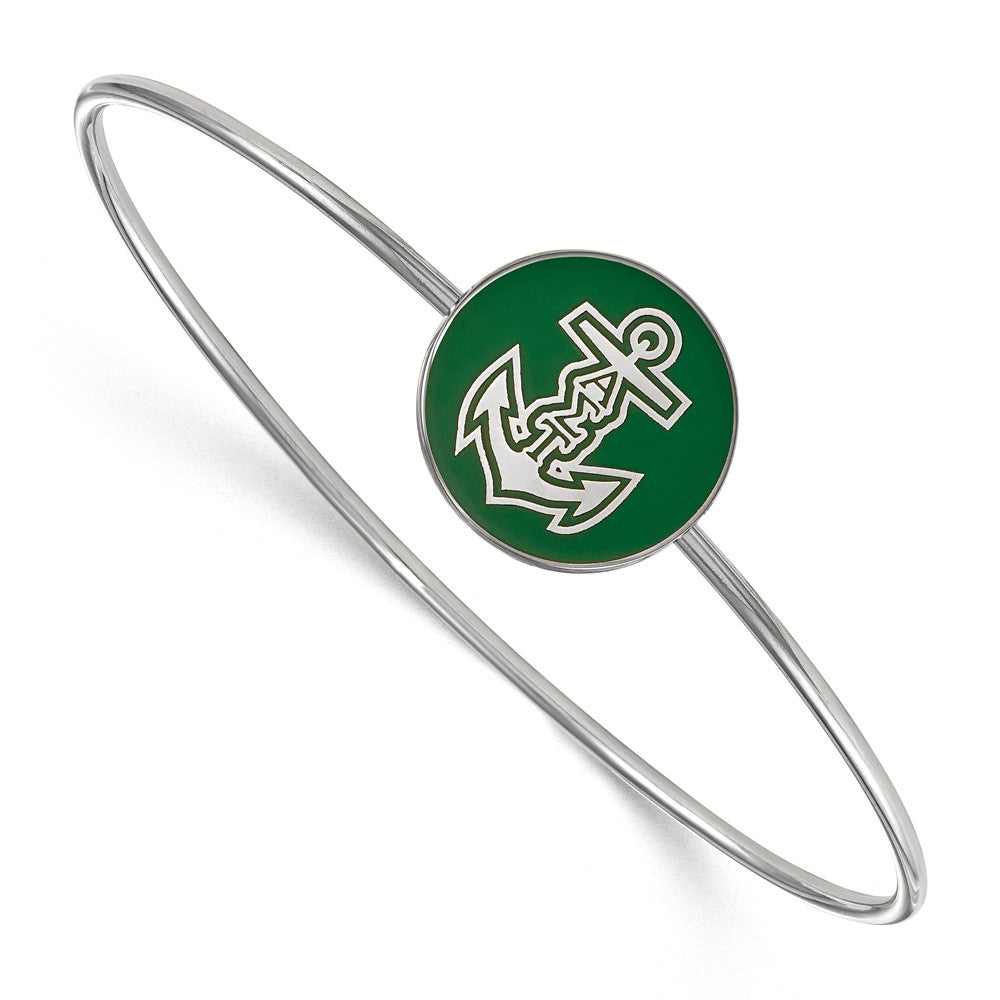 Sterling Silver Alpha Sigma Tau Green Enamel Anchor Bangle - 6 in., Item B14884 by The Black Bow Jewelry Co.