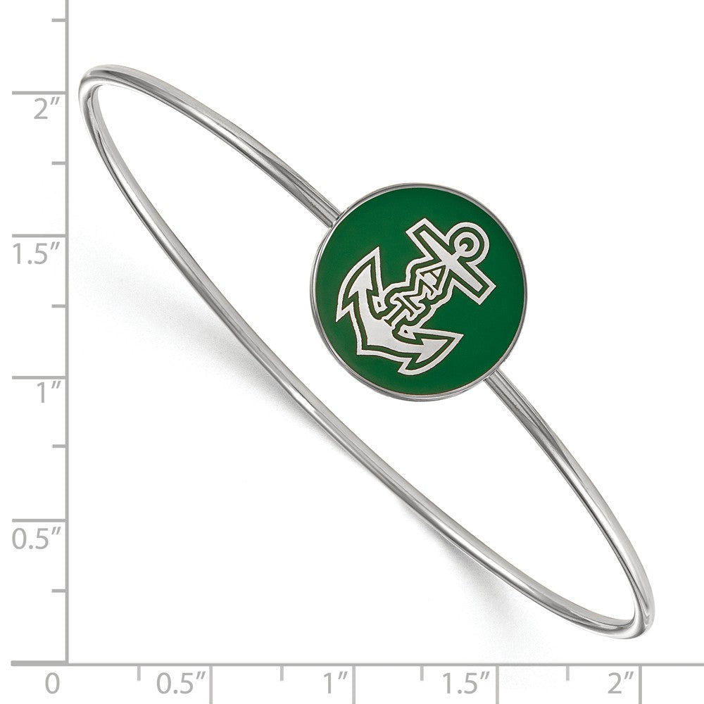Alternate view of the Sterling Silver Alpha Sigma Tau Green Enamel Anchor Bangle - 6 in. by The Black Bow Jewelry Co.