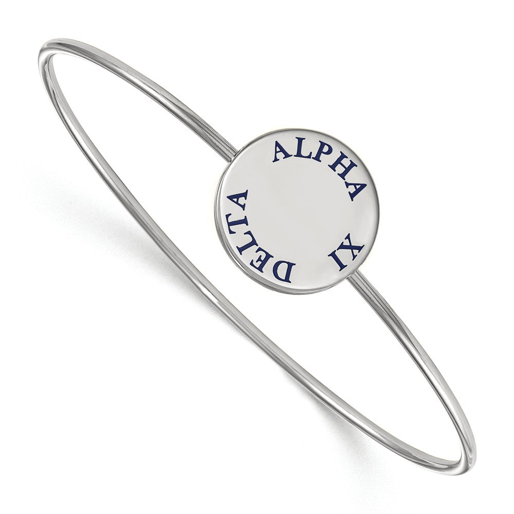 Sterling Silver Alpha Xi Delta Blue Enamel Letters Bangle - 6 in., Item B14886 by The Black Bow Jewelry Co.