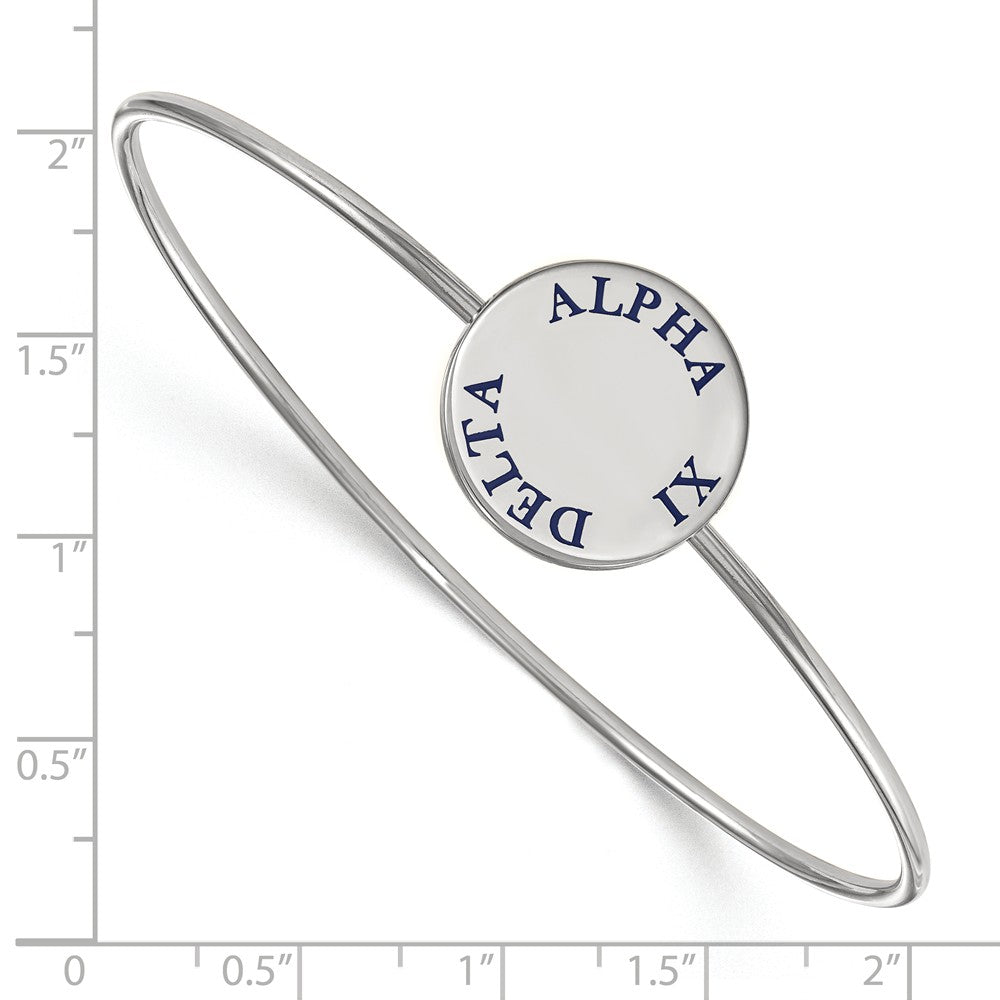 Alternate view of the Sterling Silver Alpha Xi Delta Blue Enamel Letters Bangle - 6 in. by The Black Bow Jewelry Co.