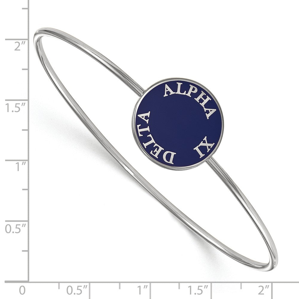 Alternate view of the Sterling Silver Alpha Xi Delta Blue Enamel Bangle - 6 in. by The Black Bow Jewelry Co.