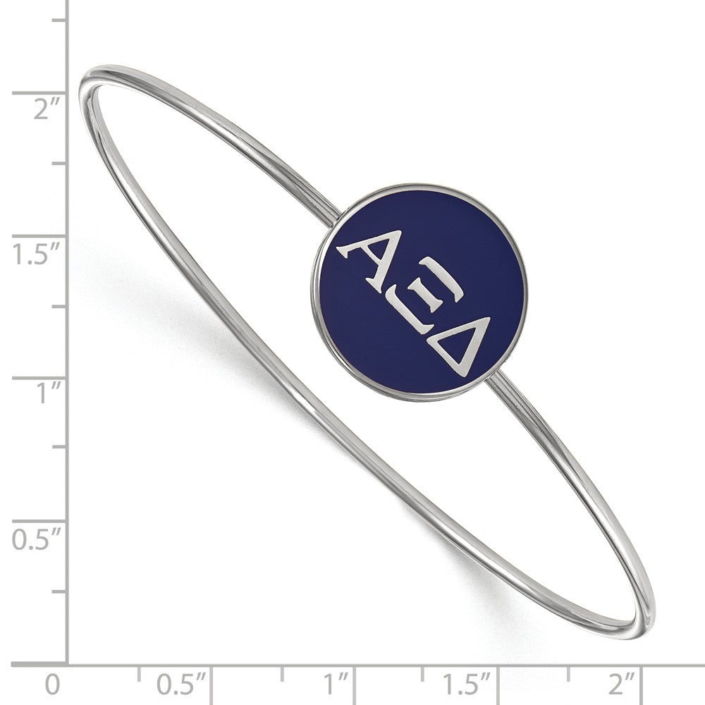 Alternate view of the Sterling Silver Alpha Xi Delta Blue Enamel Greek Bangle - 6 in. by The Black Bow Jewelry Co.
