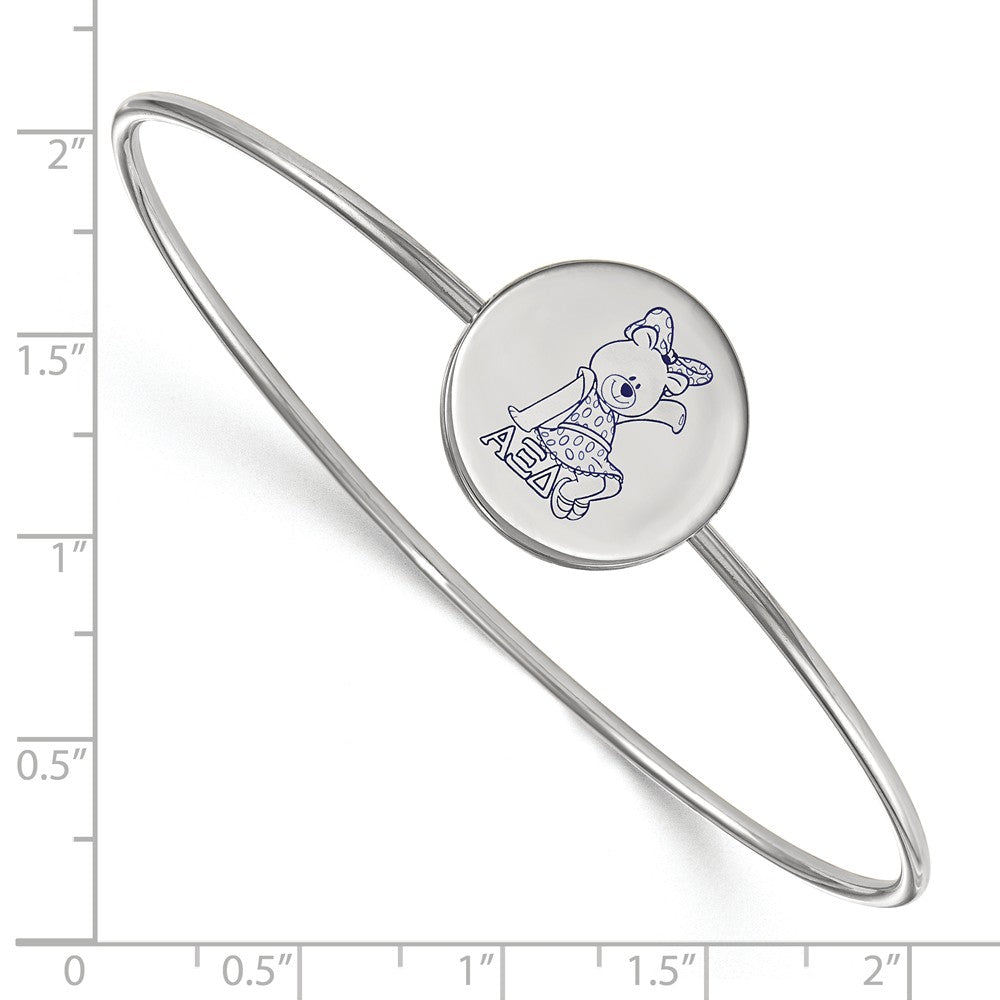 Alternate view of the Sterling Silver Alpha Xi Delta Enamel Bear Bangle - 6 in. by The Black Bow Jewelry Co.