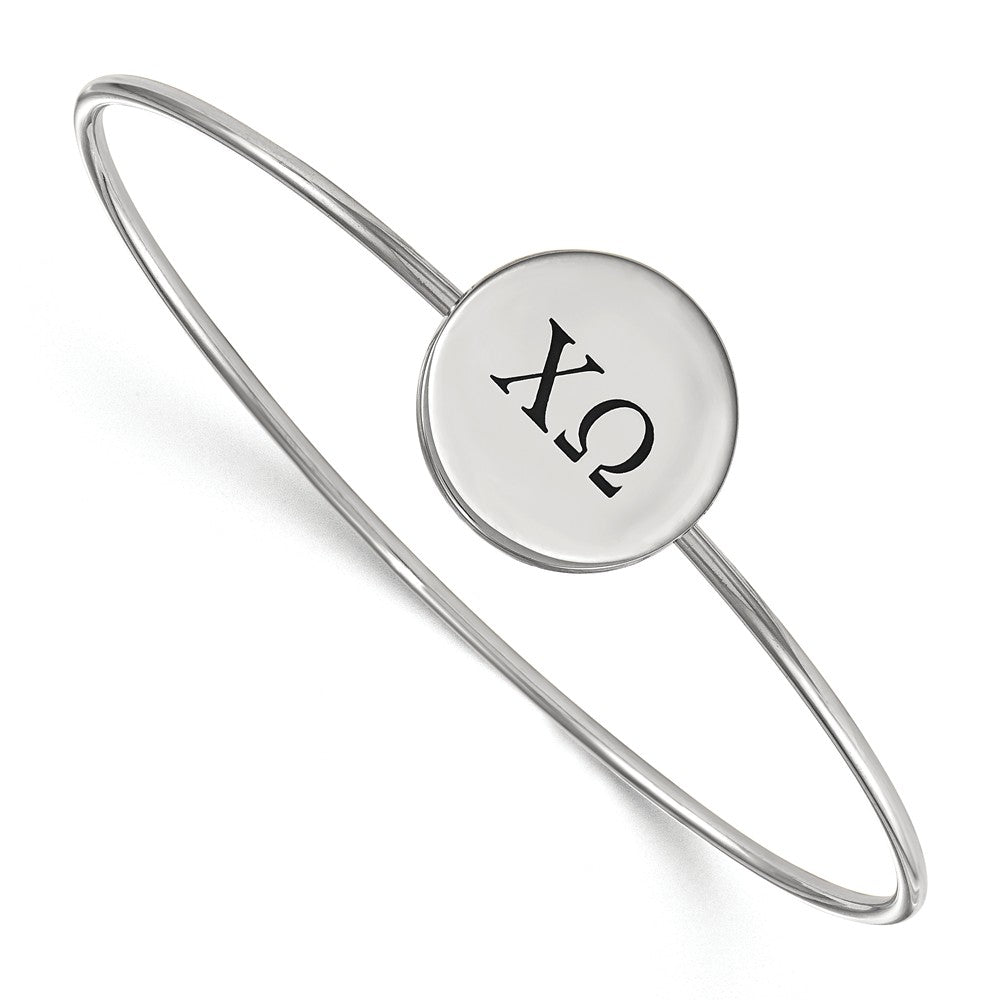 Sterling Silver Chi Omega Enamel Greek Letters Bangle - 8 in., Item B14909 by The Black Bow Jewelry Co.