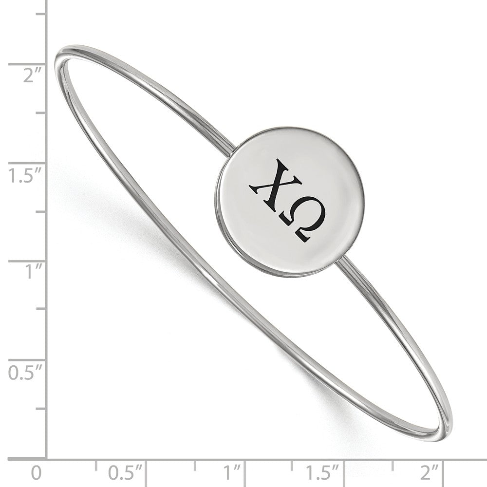 Alternate view of the Sterling Silver Chi Omega Enamel Greek Letters Bangle - 8 in. by The Black Bow Jewelry Co.