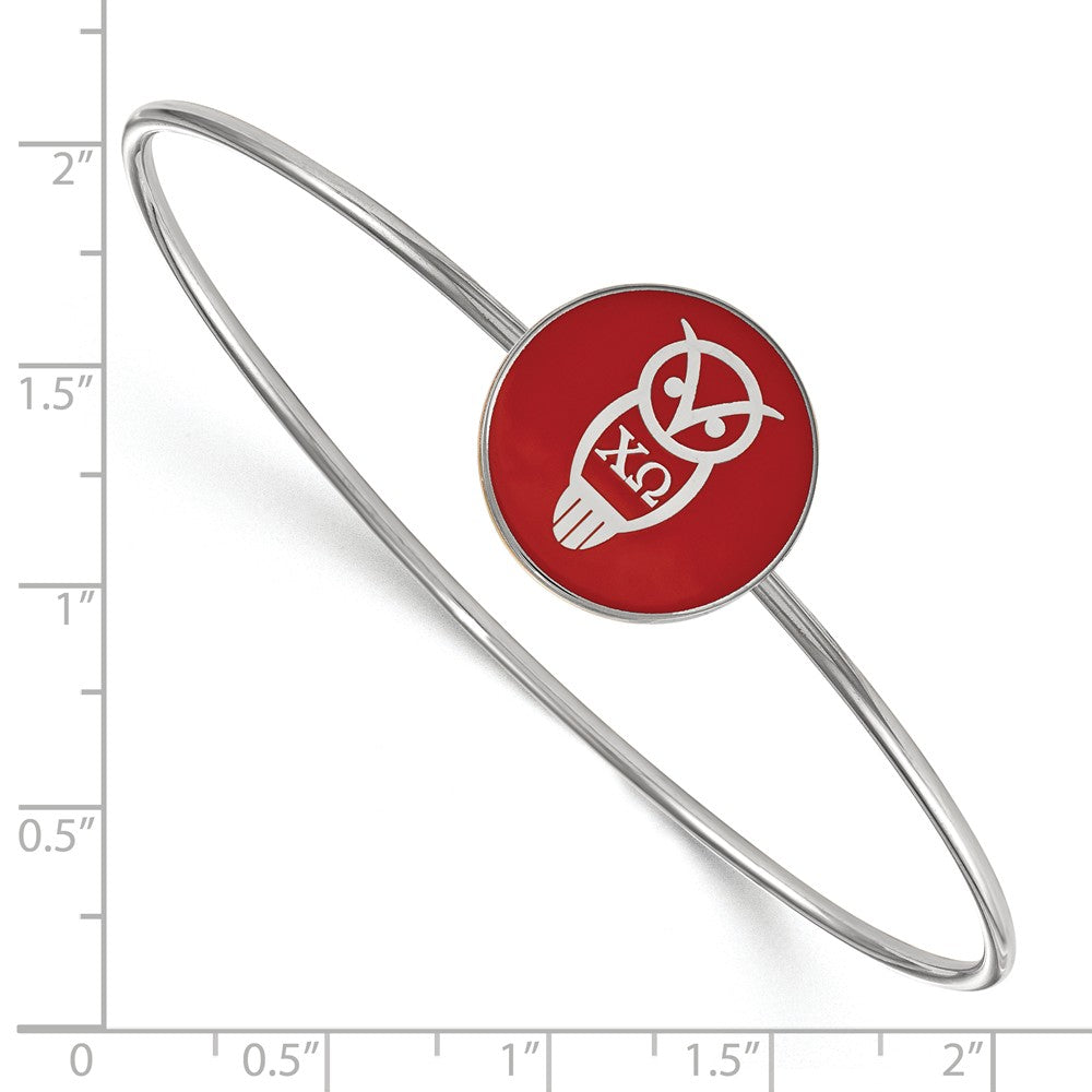Alternate view of the Sterling Silver Chi Omega Enamel Bangle - 6 in. by The Black Bow Jewelry Co.