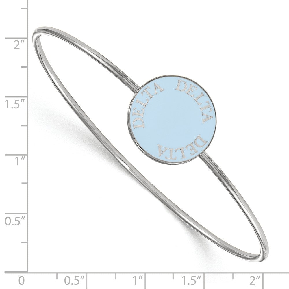 Alternate view of the Sterling Silver Delta Delta Delta Enamel Disc Bangle - 8 in. by The Black Bow Jewelry Co.