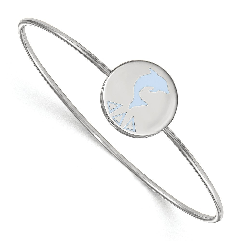 Sterling Silver Delta Delta Delta Blue Enamel Dolphin Bangle - 6 in., Item B14924 by The Black Bow Jewelry Co.