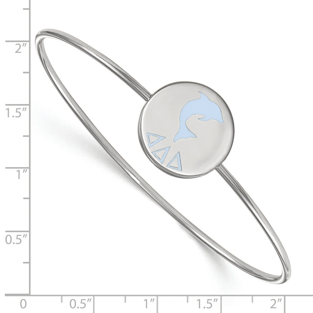 Alternate view of the Sterling Silver Delta Delta Delta Blue Enamel Dolphin Bangle - 6 in. by The Black Bow Jewelry Co.