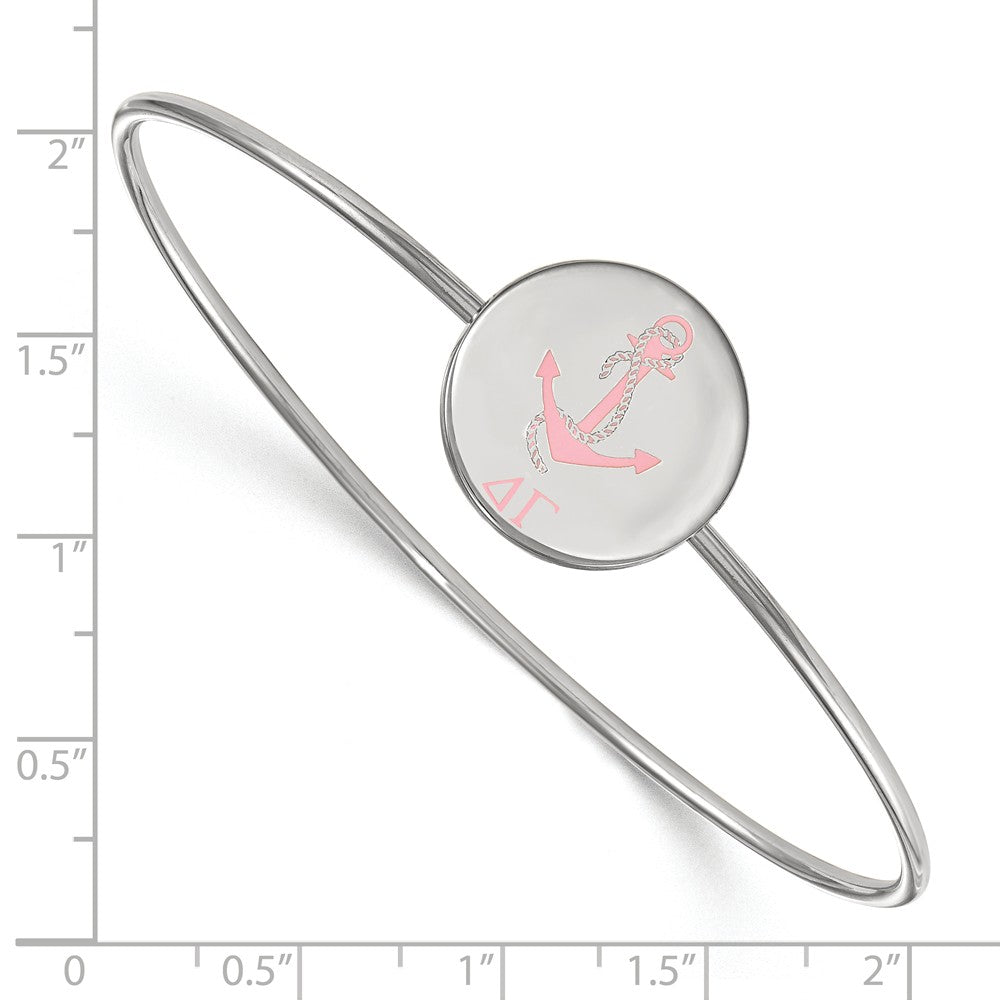 Alternate view of the Sterling Silver Delta Gamma Pink Enamel Anchor Bangle - 6 in. by The Black Bow Jewelry Co.