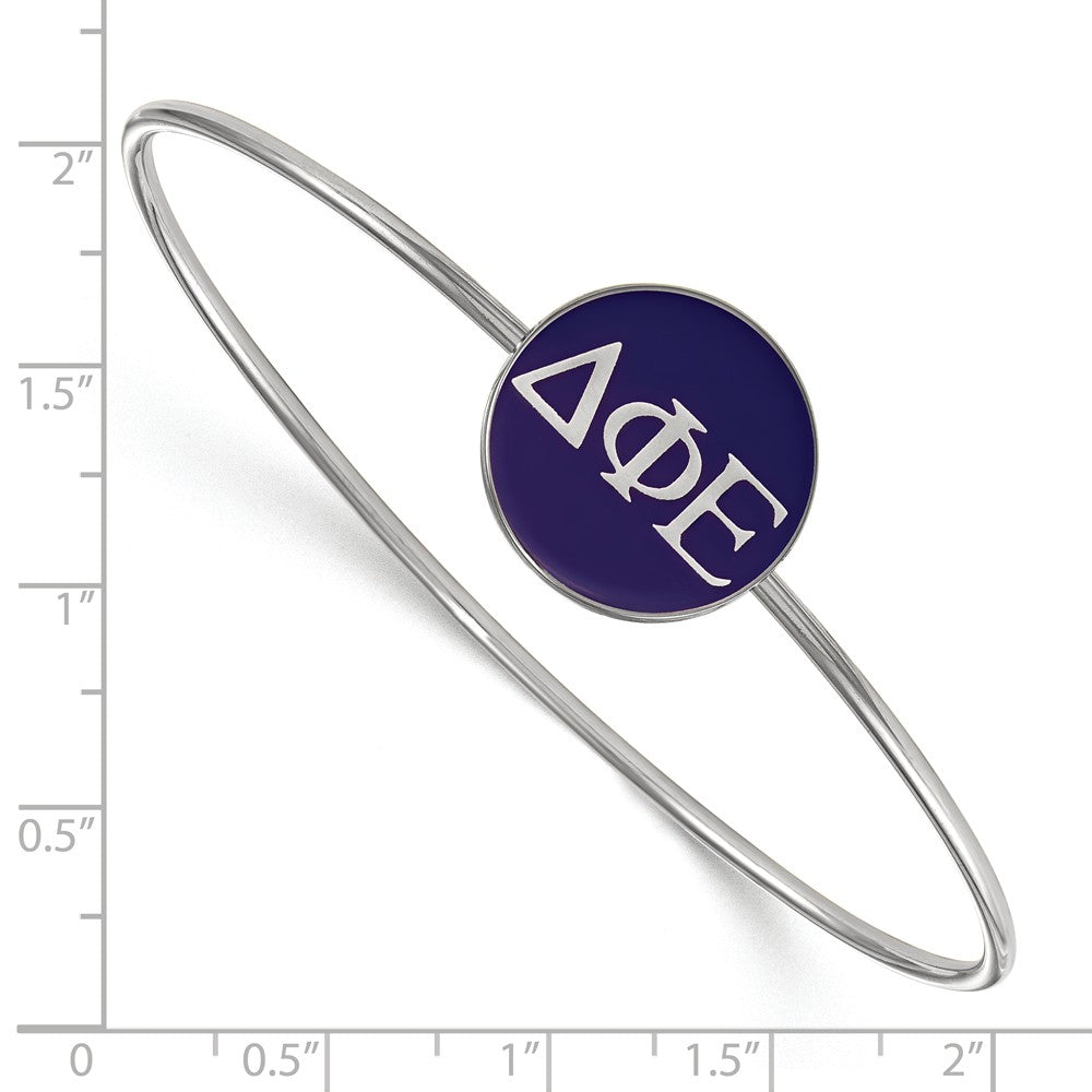 Alternate view of the Sterling Silver Delta Phi Epsilon Blue Enamel Greek Bangle - 6 in. by The Black Bow Jewelry Co.