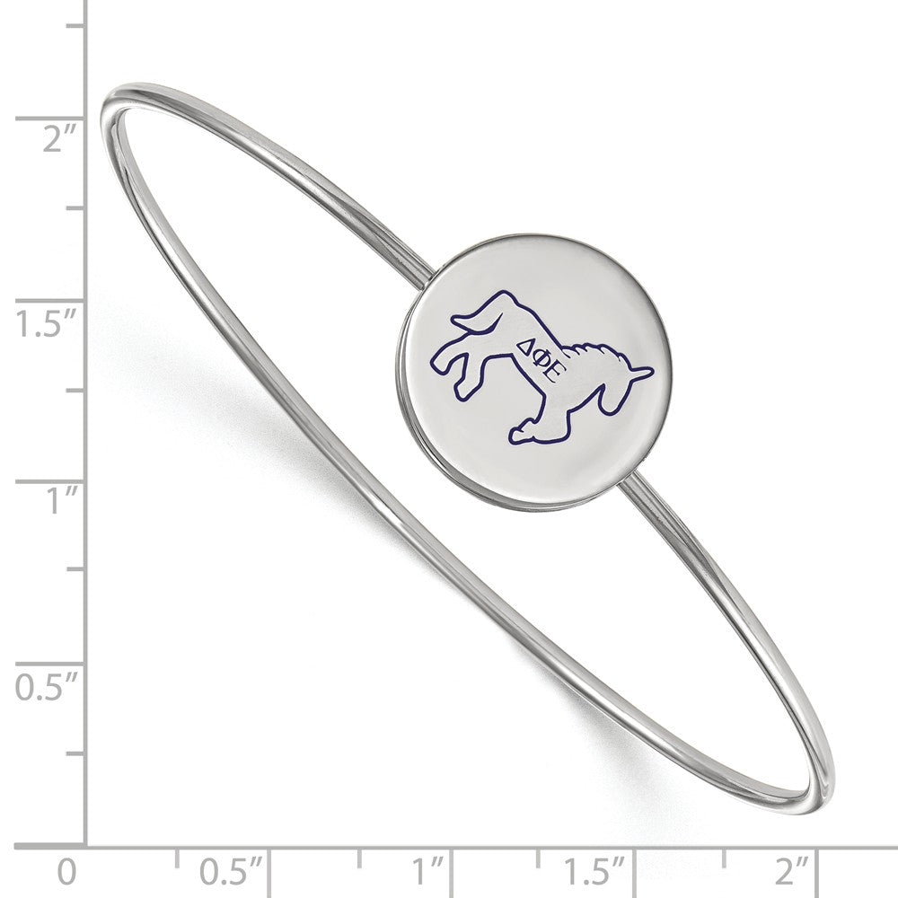 Alternate view of the Sterling Silver Delta Phi Epsilon Enamel Unicorn Bangle - 6 in. by The Black Bow Jewelry Co.