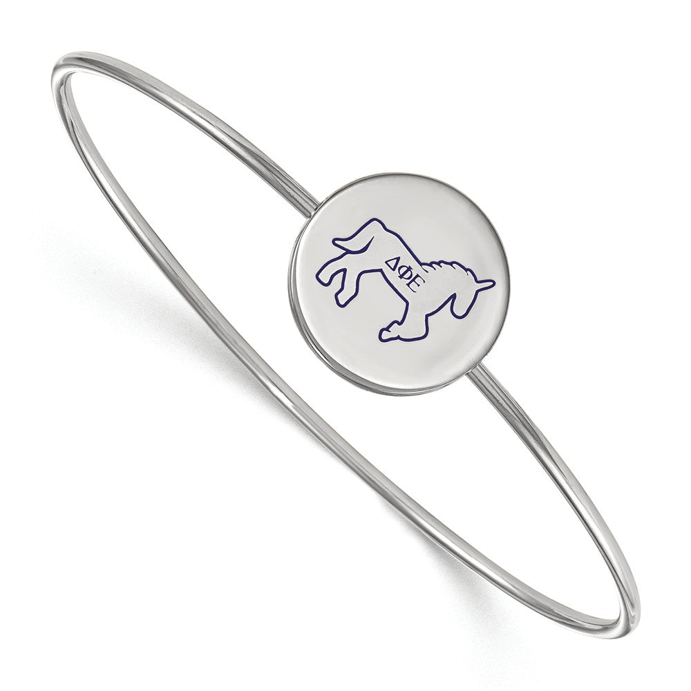 Sterling Silver Delta Phi Epsilon Enamel Unicorn Bangle - 8 in., Item B14953 by The Black Bow Jewelry Co.