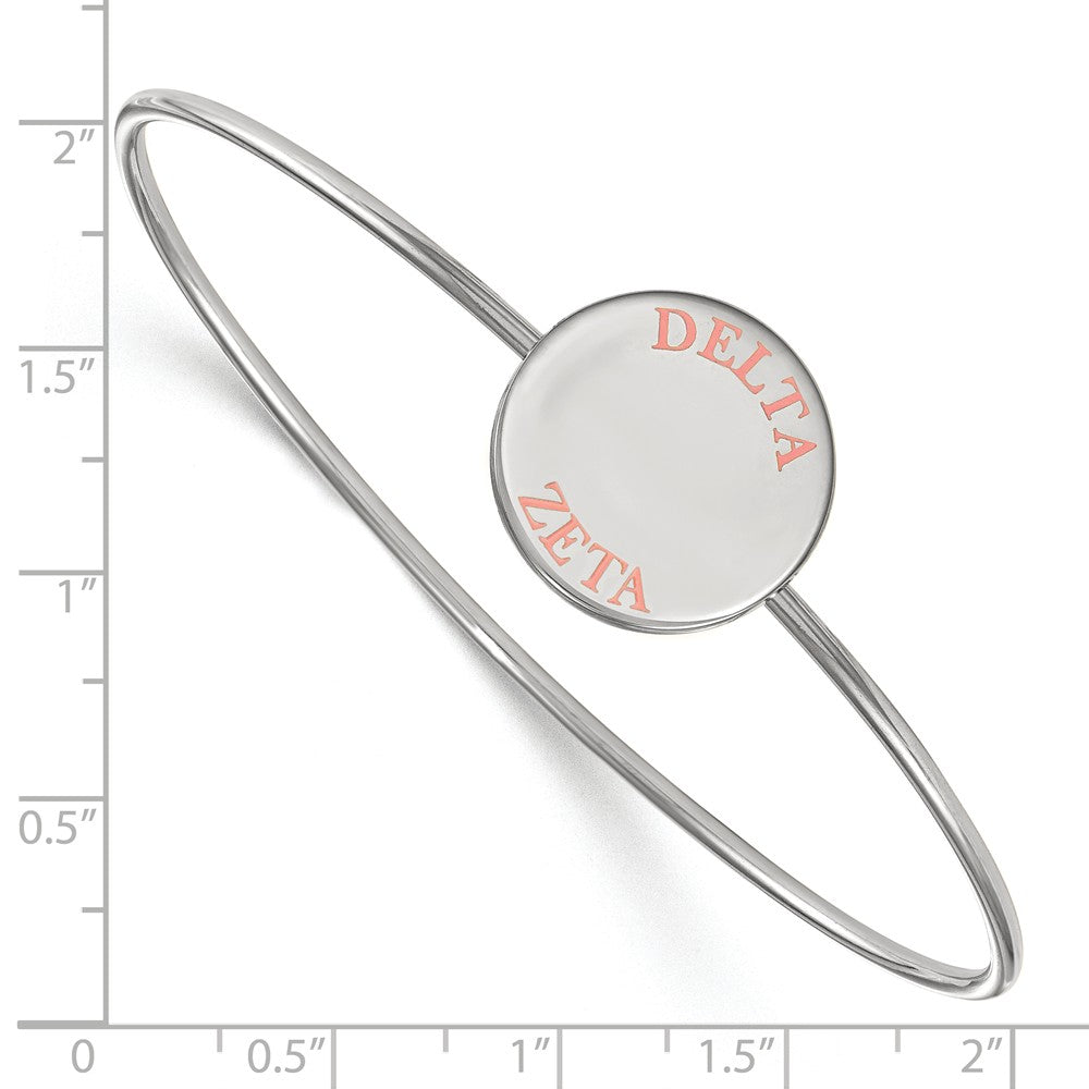 Alternate view of the Sterling Silver Delta Zeta Pink Enamel Bangle - 6 in. by The Black Bow Jewelry Co.