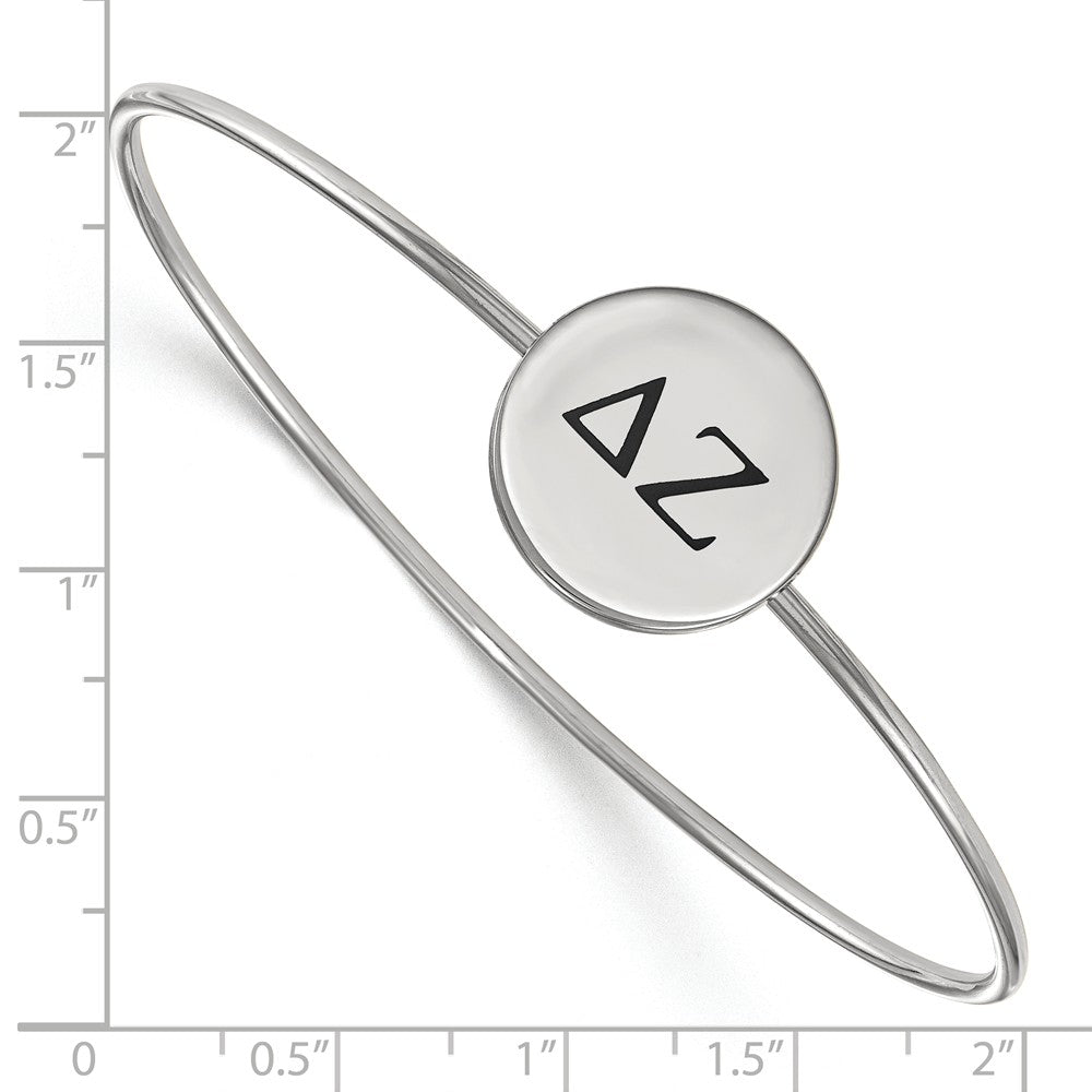 Alternate view of the Sterling Silver Delta Zeta Enamel Black Greek Letters Bangle - 6 in. by The Black Bow Jewelry Co.
