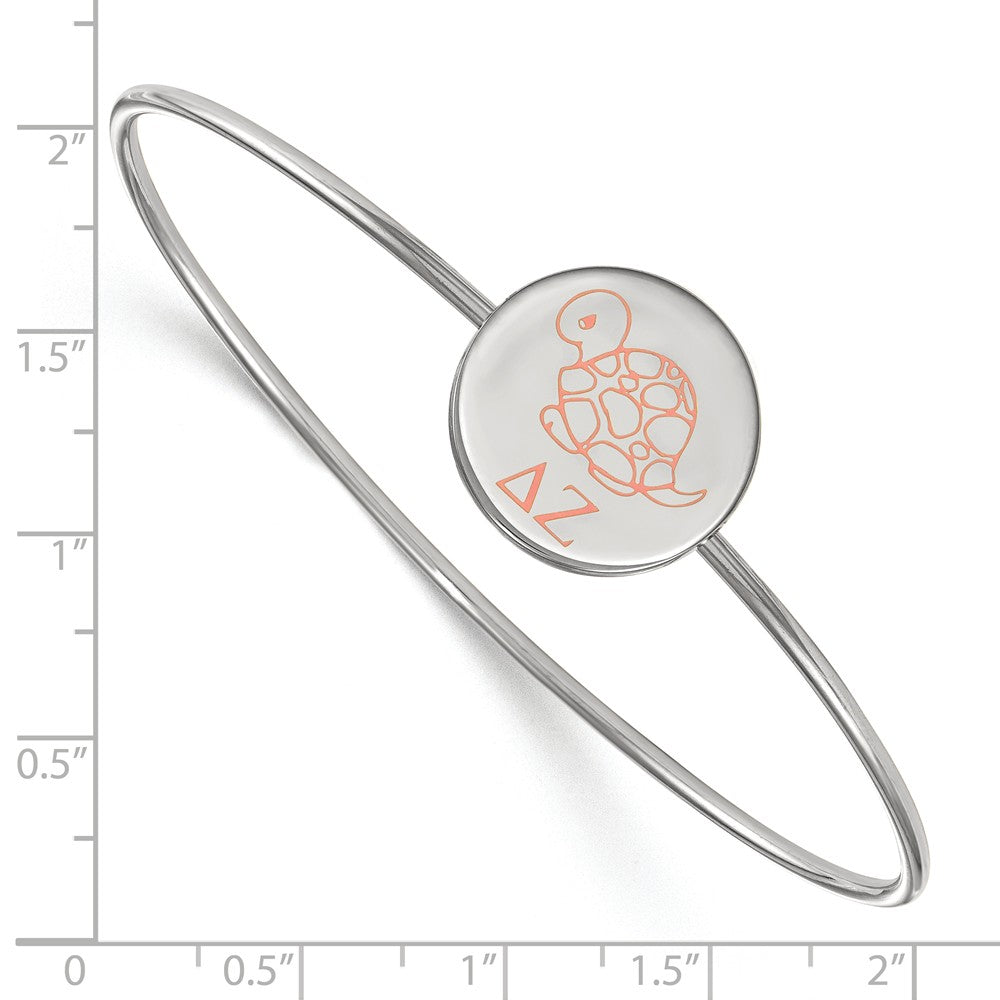 Alternate view of the Sterling Silver Delta Zeta Pink Enamel Turtle Bangle - 6 in. by The Black Bow Jewelry Co.