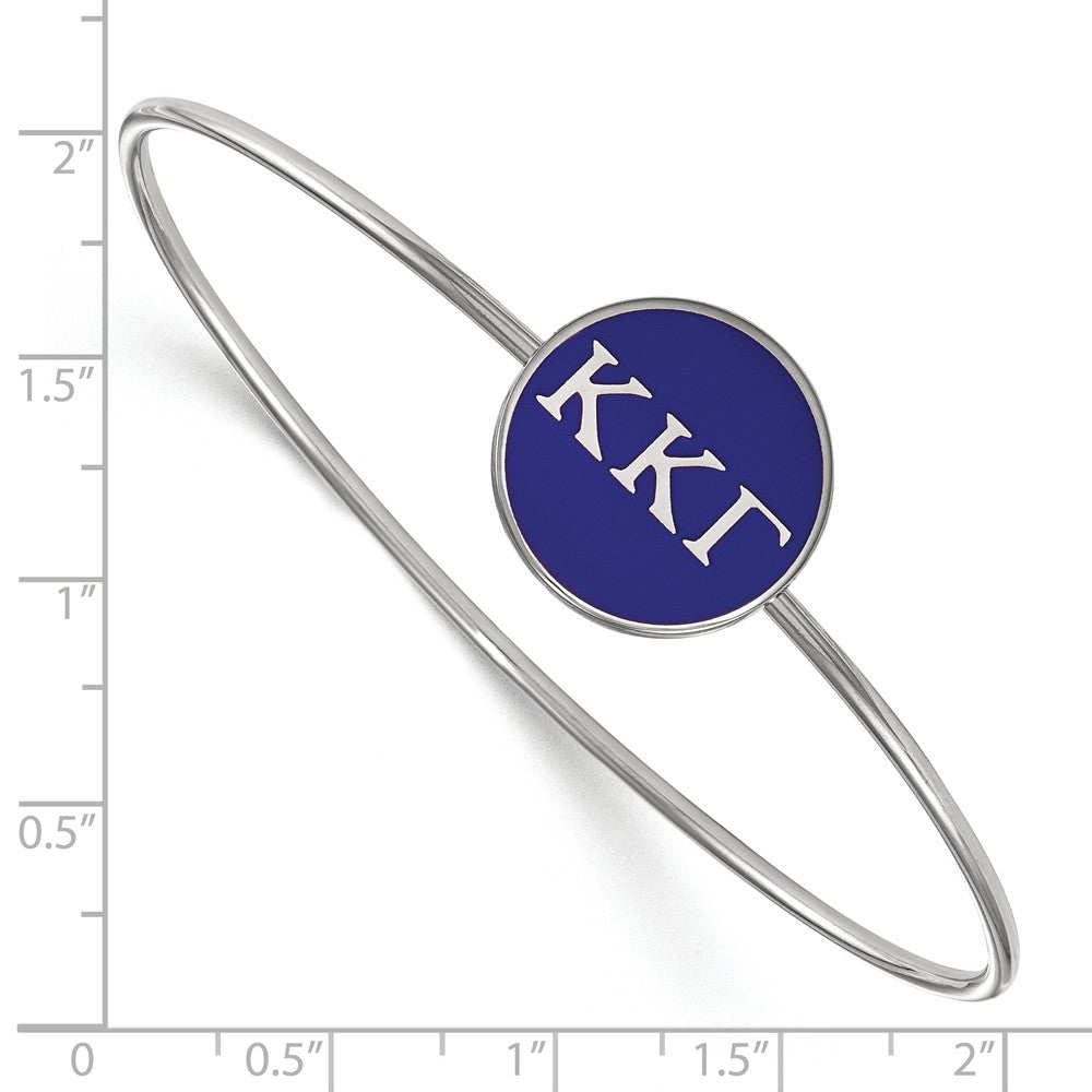 Alternate view of the Sterling Silver Kappa Kappa Gamma Blue Enamel Greek Bangle - 6 in. by The Black Bow Jewelry Co.