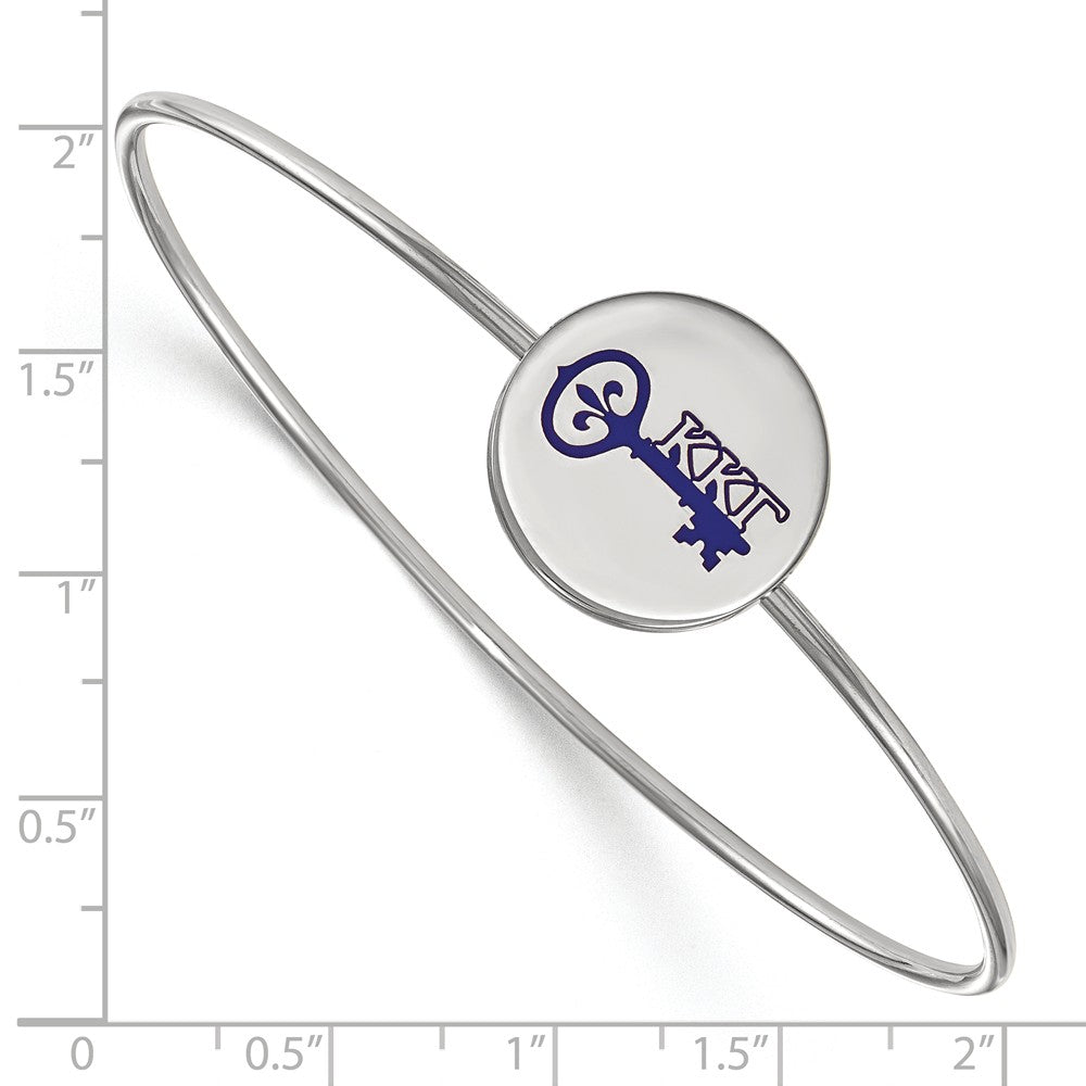 Alternate view of the Sterling Silver Kappa Kappa Gamma Enamel Blue Key Bangle - 6 in. by The Black Bow Jewelry Co.