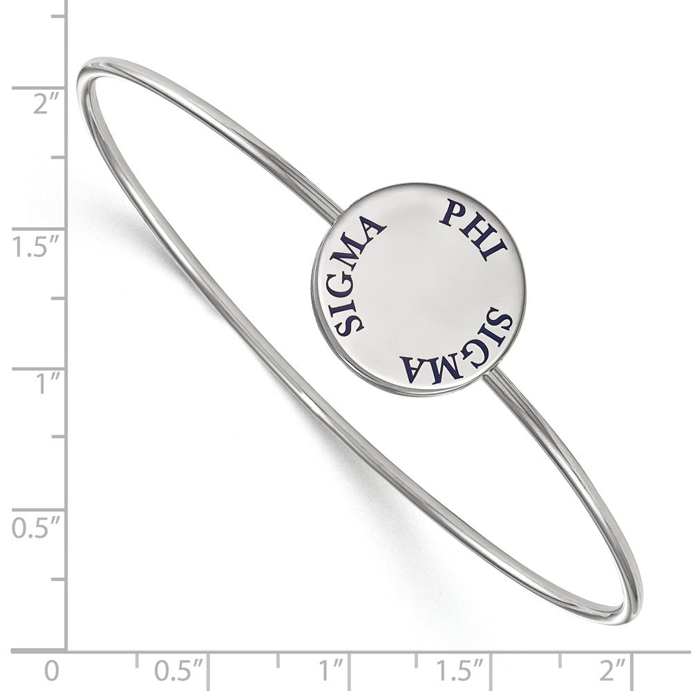 Alternate view of the Sterling Silver Phi Sigma Sigma Blue Enamel Letters Bangle - 6 in. by The Black Bow Jewelry Co.