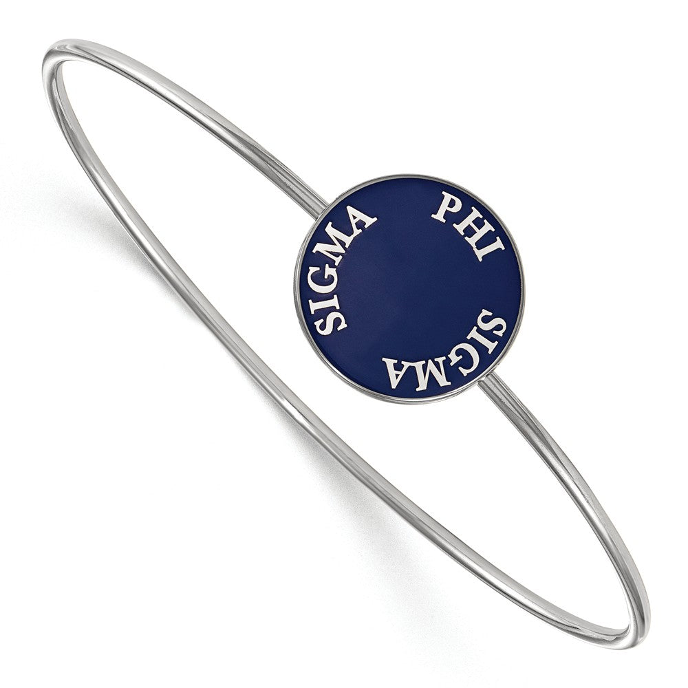 Sterling Silver Phi Sigma Sigma Blue Enamel Bangle - 6 in., Item B15040 by The Black Bow Jewelry Co.