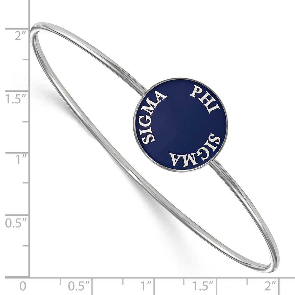 Alternate view of the Sterling Silver Phi Sigma Sigma Blue Enamel Bangle - 6 in. by The Black Bow Jewelry Co.