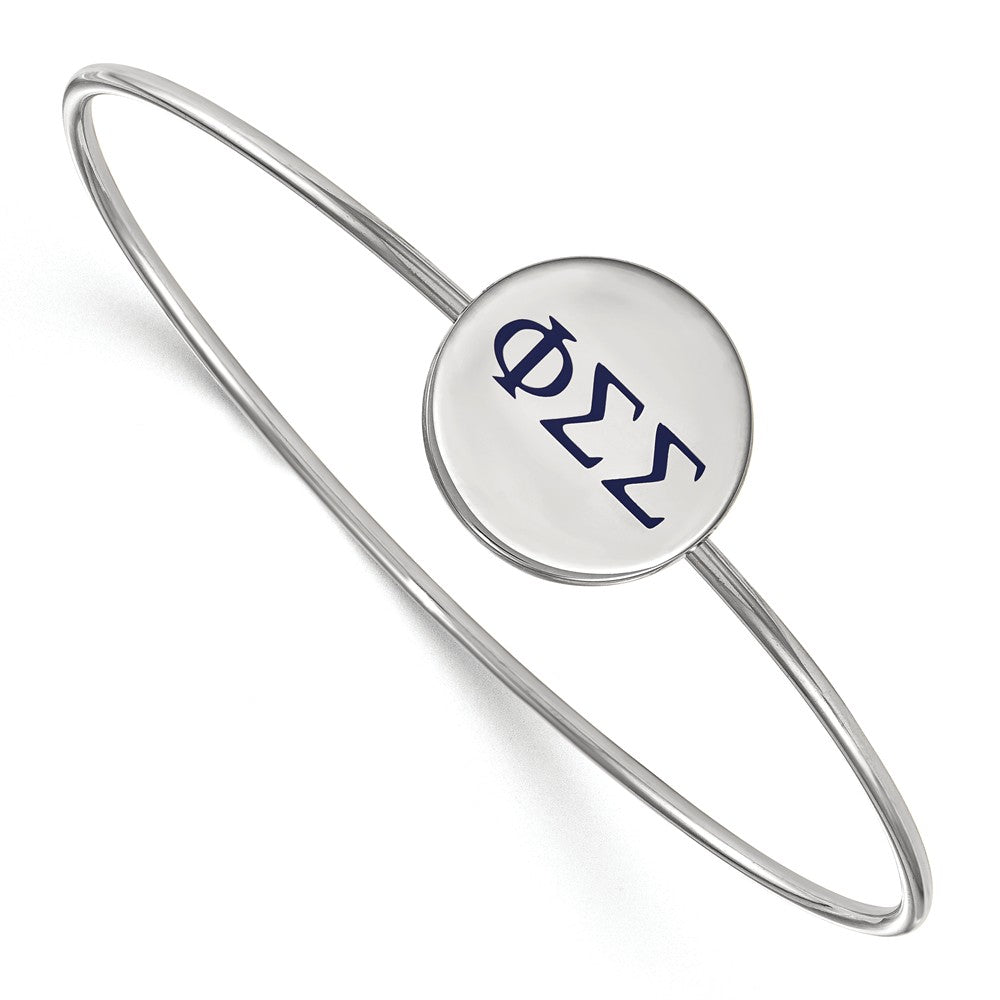 Sterling Silver Phi Sigma Sigma Enamel Greek Letters Bangle - 6 in., Item B15042 by The Black Bow Jewelry Co.