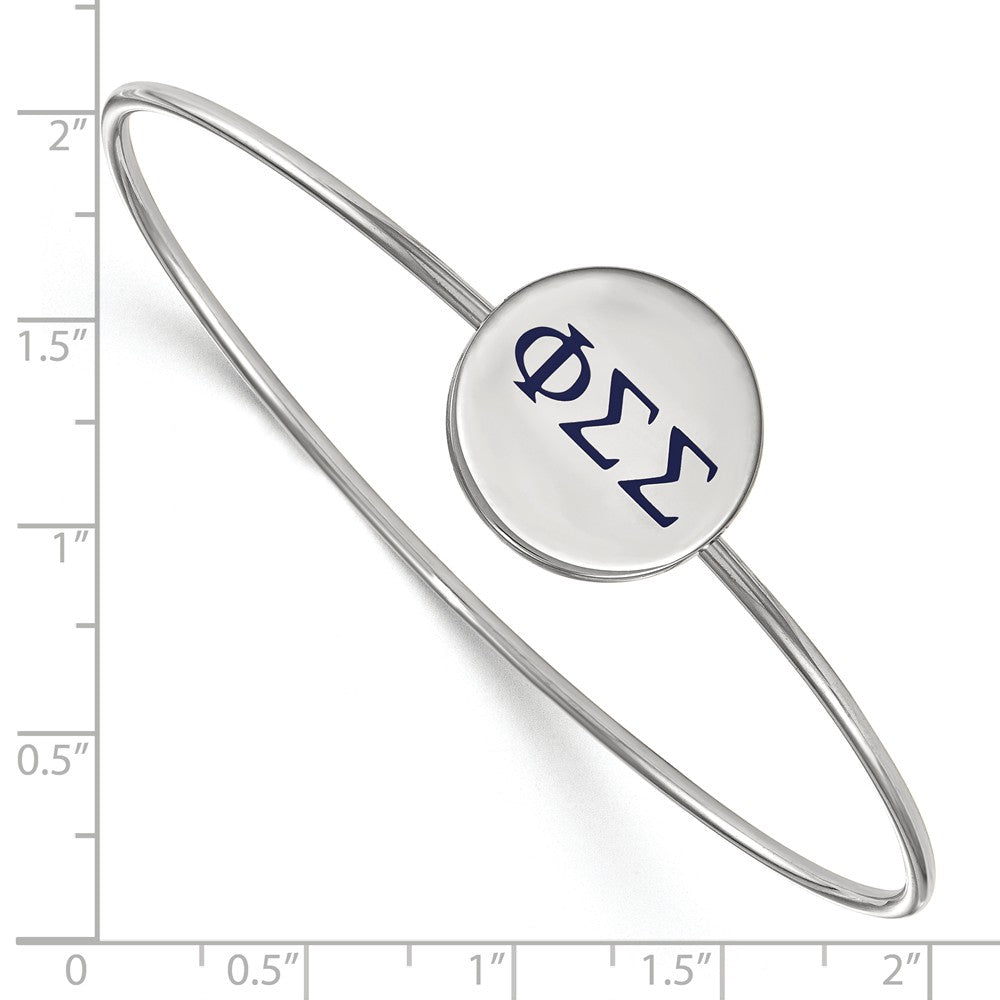 Alternate view of the Sterling Silver Phi Sigma Sigma Enamel Greek Letters Bangle - 6 in. by The Black Bow Jewelry Co.