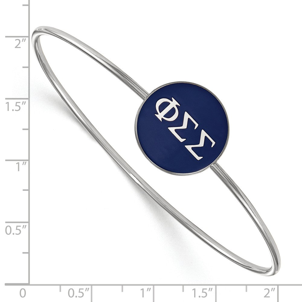 Alternate view of the Sterling Silver Phi Sigma Sigma Blue Enamel Greek Bangle - 6 in. by The Black Bow Jewelry Co.