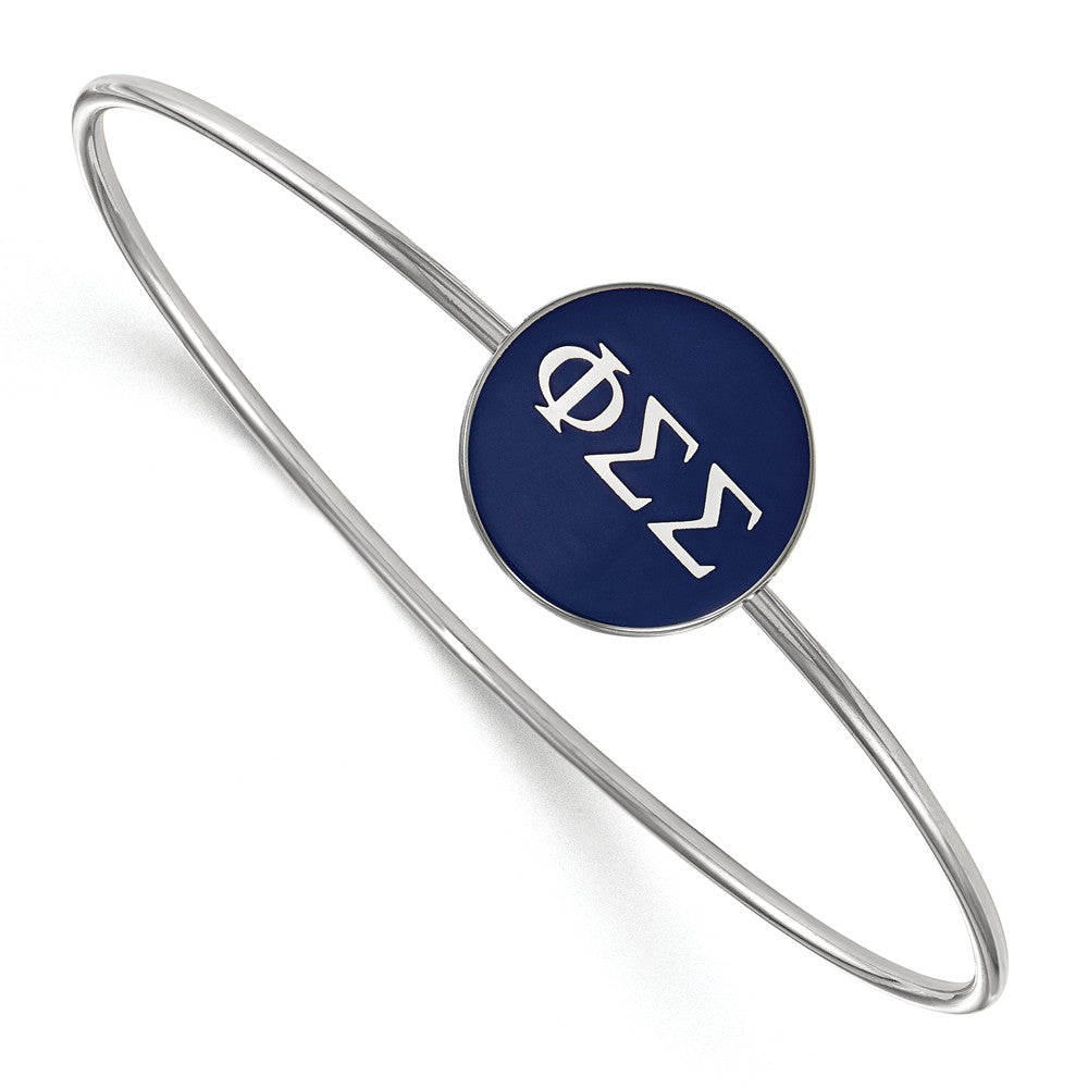 Sterling Silver Phi Sigma Sigma Blue Enamel Greek Bangle - 8 in., Item B15045 by The Black Bow Jewelry Co.