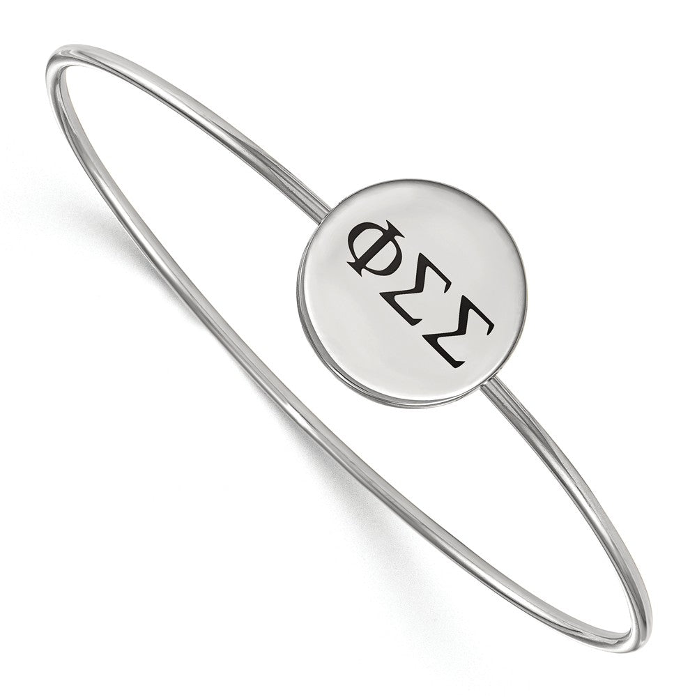 Sterling Silver Phi Sigma Sigma Enamel Black Greek Bangle - 6 in., Item B15046 by The Black Bow Jewelry Co.
