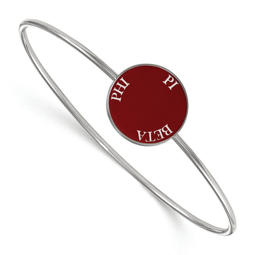 Sterling Silver Pi Beta Phi Red Enamel Bangle - 6 in., Item B15052 by The Black Bow Jewelry Co.